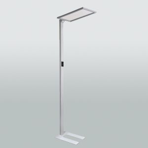 LED-Arbeitsplatz-Stehleuchte; Mikroprismen; Silber; Weiss oder Schwarz